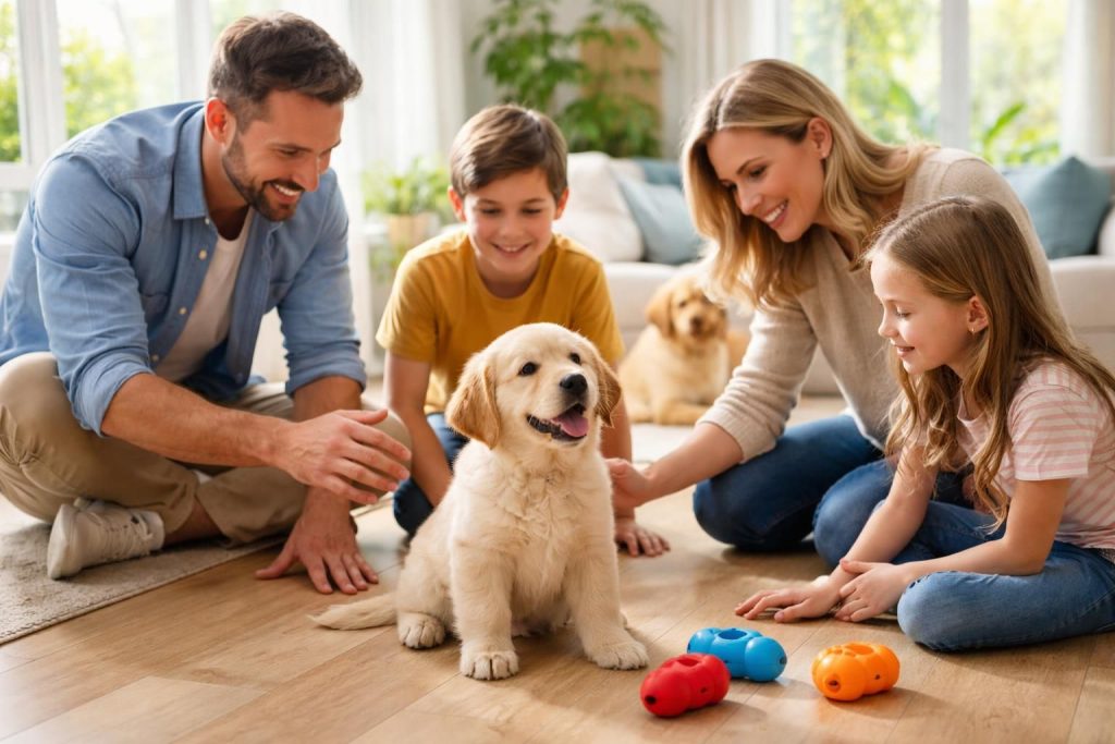 Accueillir un chiot en famille avec éducation positive méthode Cesar Millan et jouets Kong