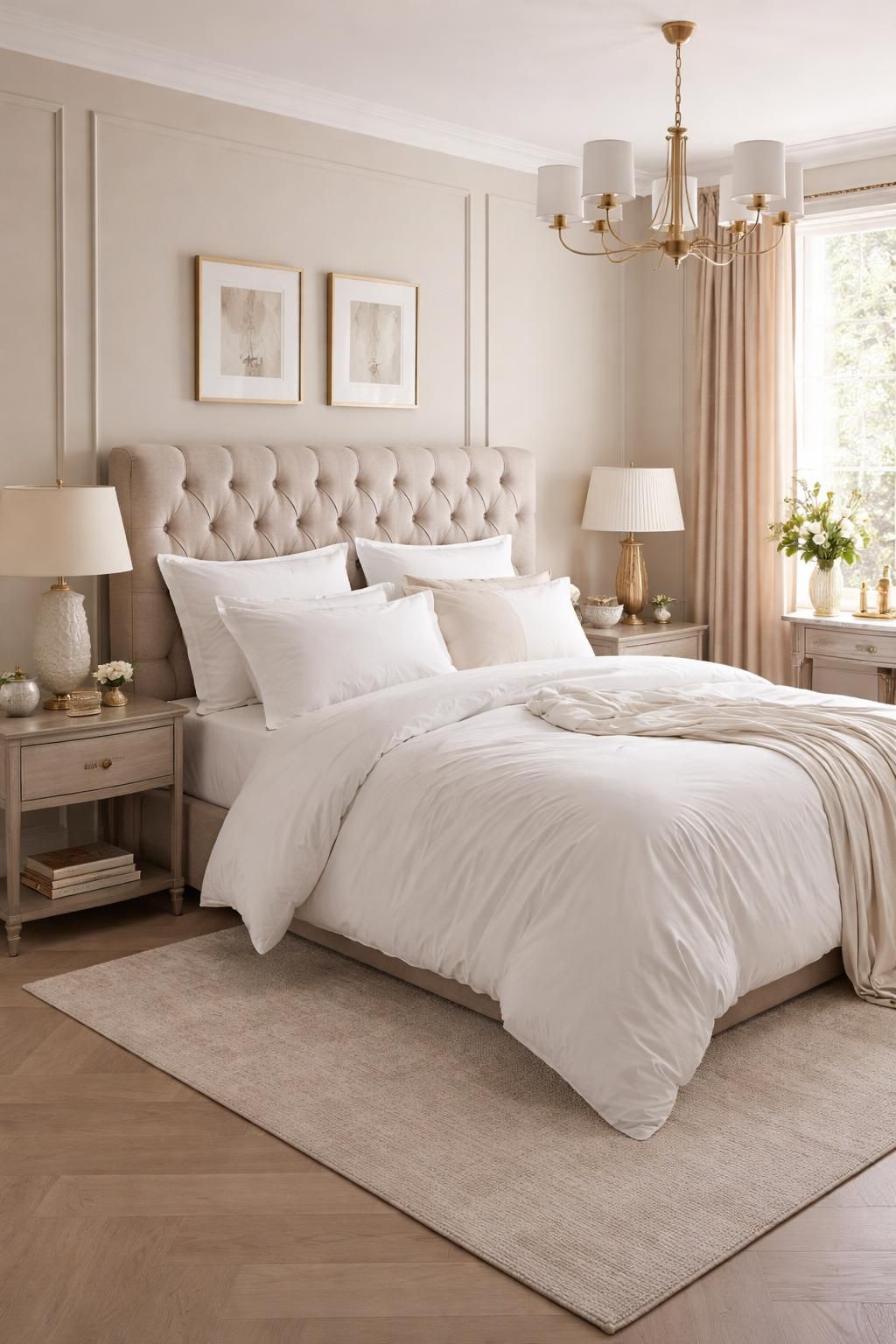 découvrez comment décorer une chambre parentale avec élégance en utilisant du linge de lit blanc des vosges et une tête de lit capitonnée pour un style raffiné et confortable.