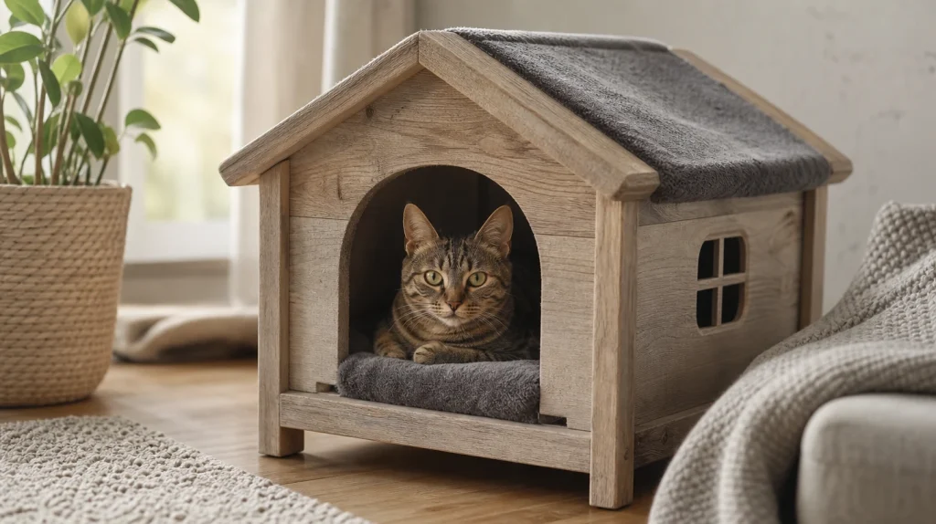 Cabane d’intérieur pour chat : tout savoir sur la taille, la forme et les matériaux
