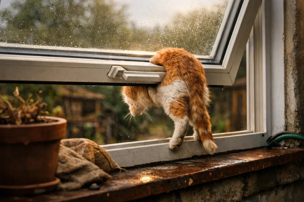 Fenêtre oscillo-battante et chat : le piège que voient les vétérinaires