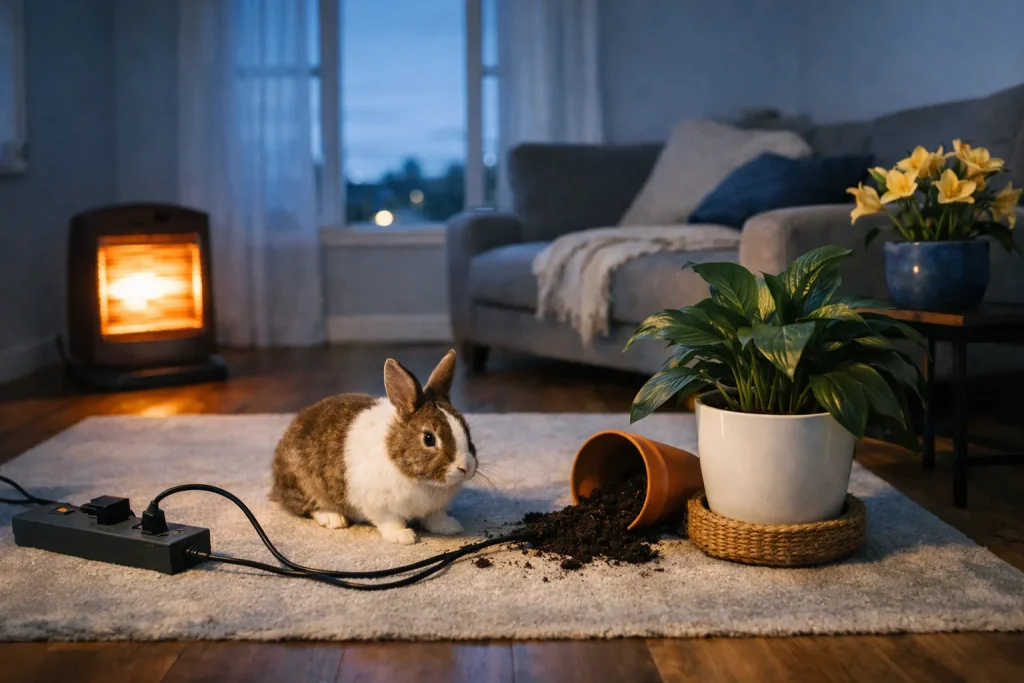 Un lapin à la maison : câbles, plantes toxiques, chaleur, les trois dangers